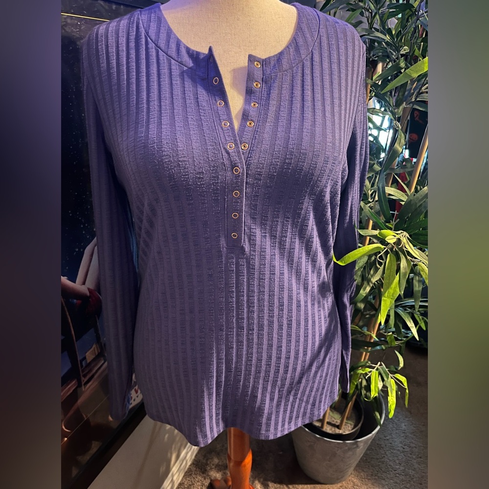 VENUS EUC Ribbed Purple Long Sleeve Top